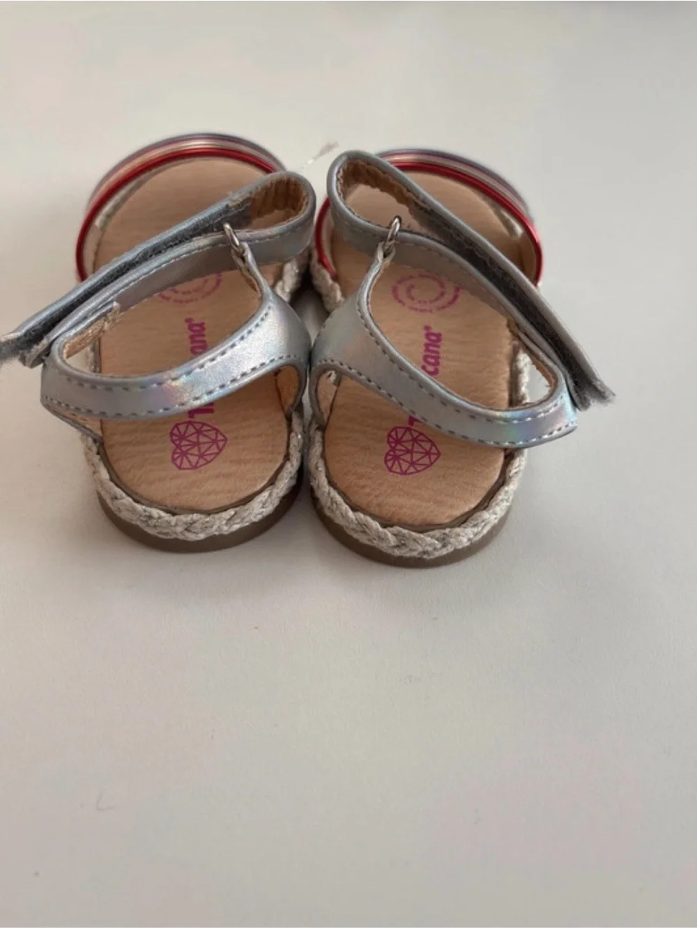 Kids Metallic Rainbow Strap Sandals - Silver 3